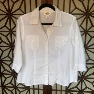 White TALBOT Petite button-down blouse L